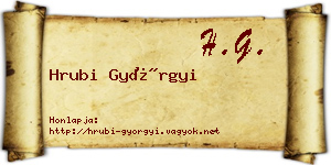 Hrubi Györgyi névjegykártya